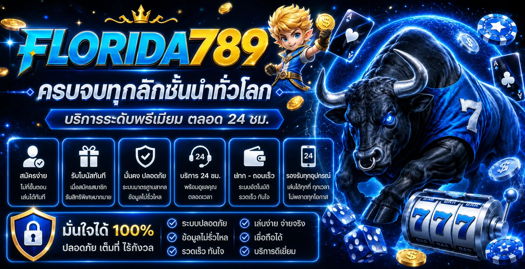 แบนเนอร์โปรโมชั่นและบริการ FLORIDA789
