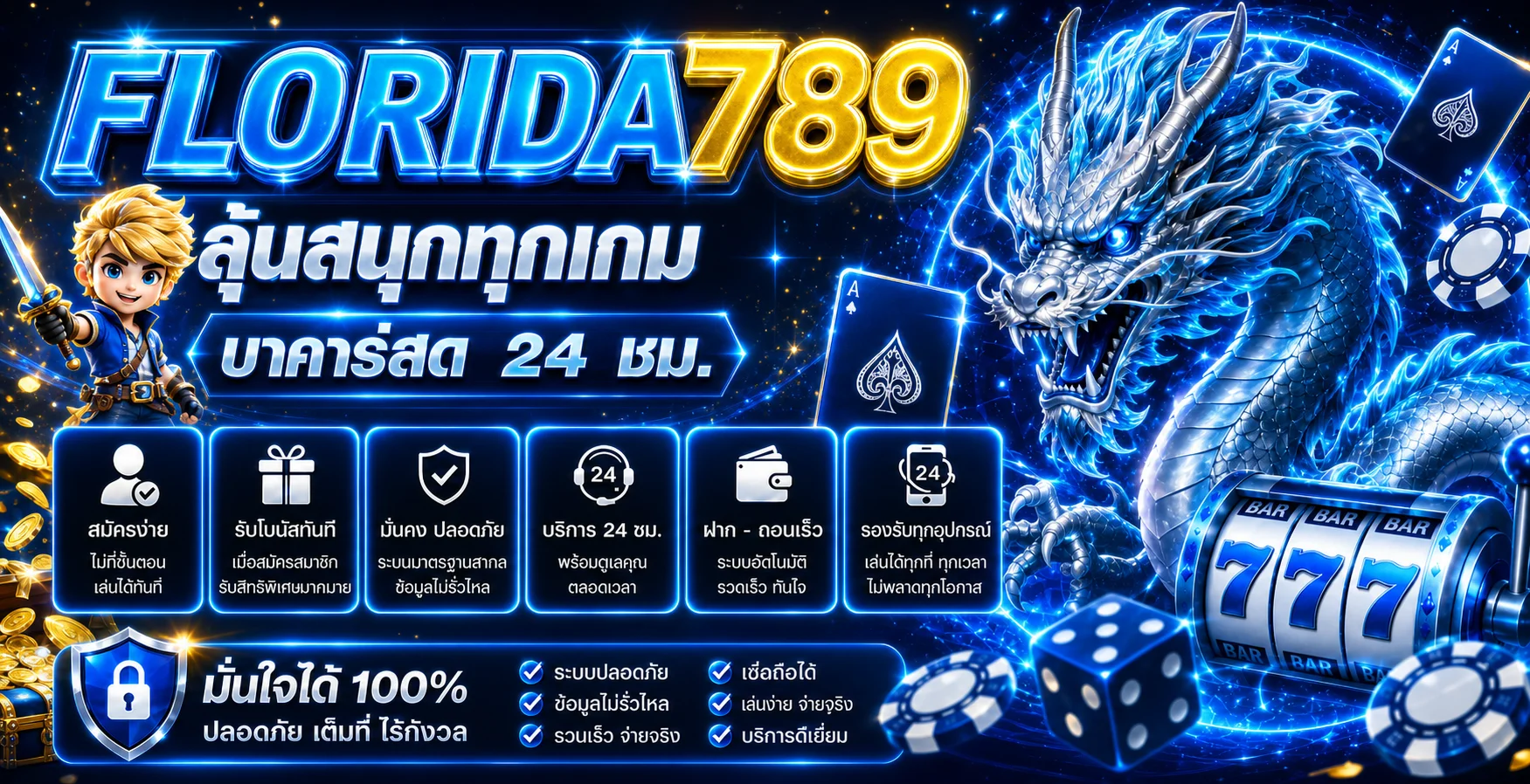 ภาพแนะนำคาสิโนสดและสล็อต FLORIDA789